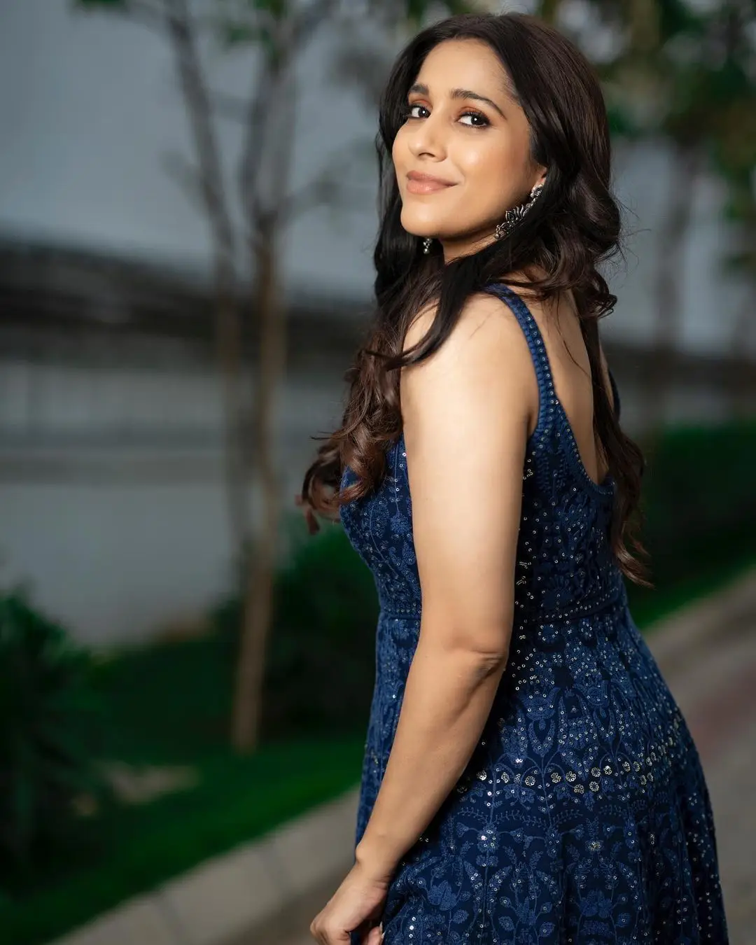 Rashmi Gautam In Sleeveless Blue Gown